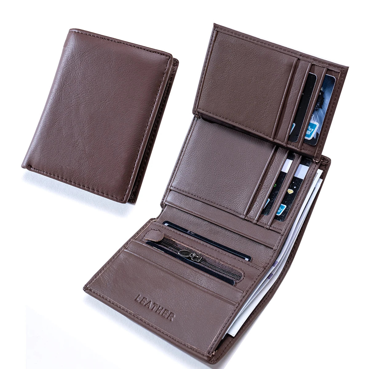 men's wallet Genuine Leather Wallets For Men Coin Purse Vintage Vertical Short Credit Card Holder Money Bag Men's RFID wallet