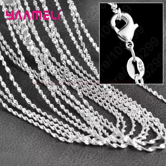 10PCS Wholesale 925 Sterling Silver Link Chain Necklaces – Unisex Jewelry with Lobster Clasps (16–30 Inches)