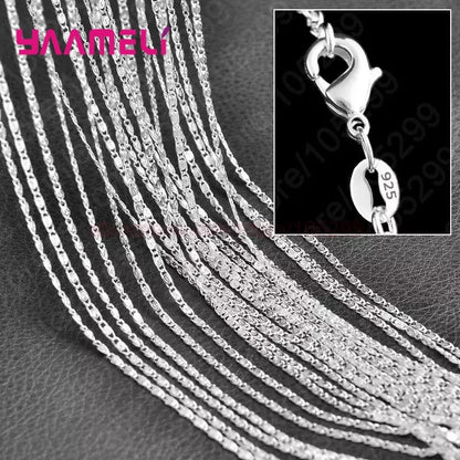 10PCS Wholesale 925 Sterling Silver Link Chain Necklaces – Unisex Jewelry with Lobster Clasps (16–30 Inches)