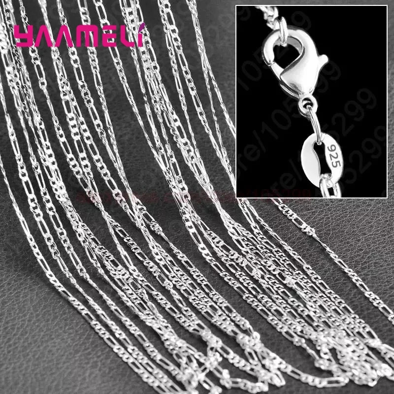 10PCS Wholesale 925 Sterling Silver Link Chain Necklaces – Unisex Jewelry with Lobster Clasps (16–30 Inches)