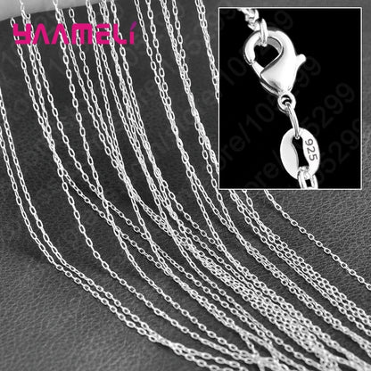 10PCS Wholesale 925 Sterling Silver Link Chain Necklaces – Unisex Jewelry with Lobster Clasps (16–30 Inches)