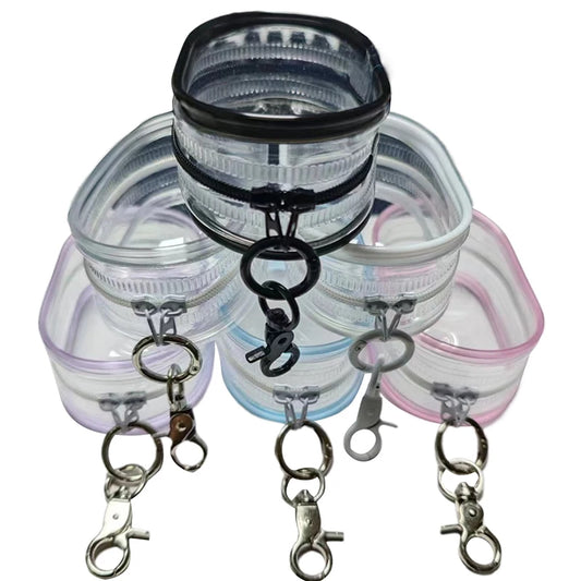 1PCS Transparent Jewelry Organizer Box – Dustproof Pouch with Keychain & Cute Doll Bag