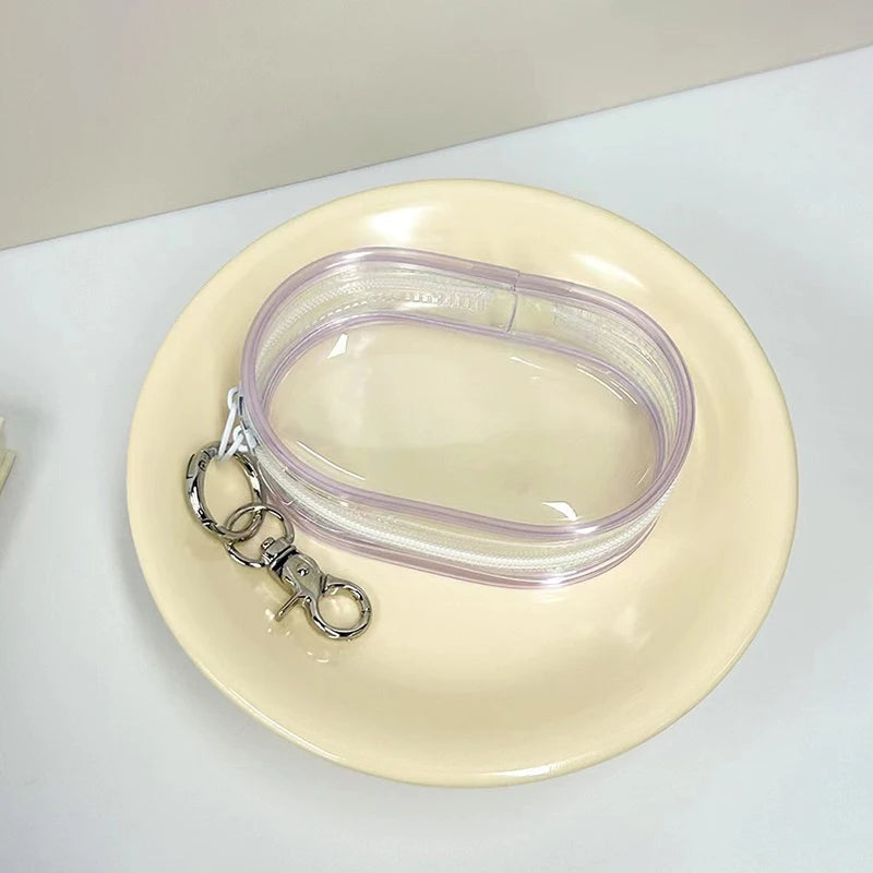 1PCS Transparent Jewelry Organizer Box – Dustproof Pouch with Keychain & Cute Doll Bag