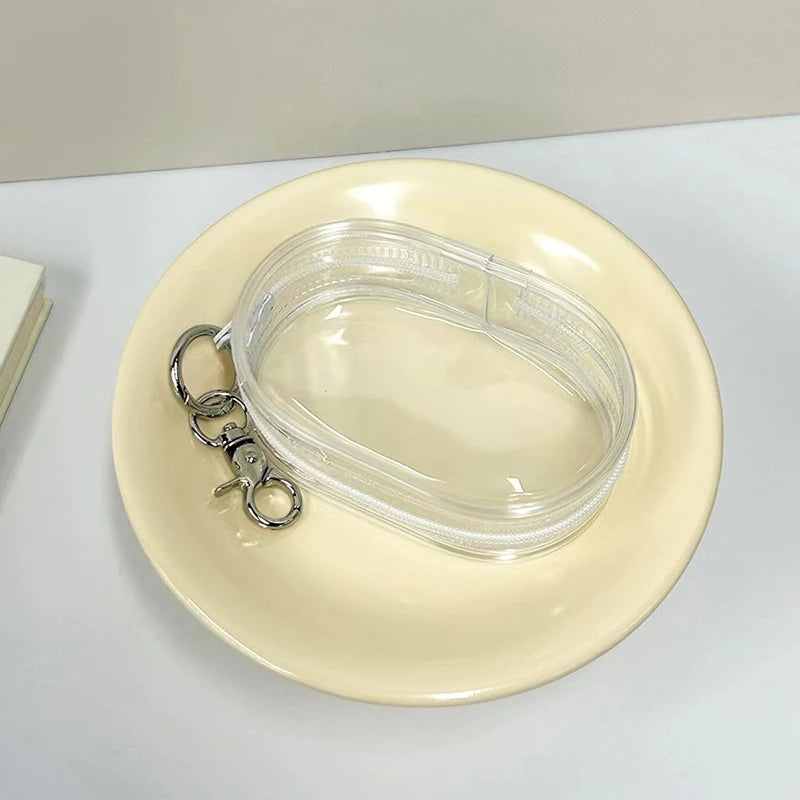 1PCS Transparent Jewelry Organizer Box – Dustproof Pouch with Keychain & Cute Doll Bag