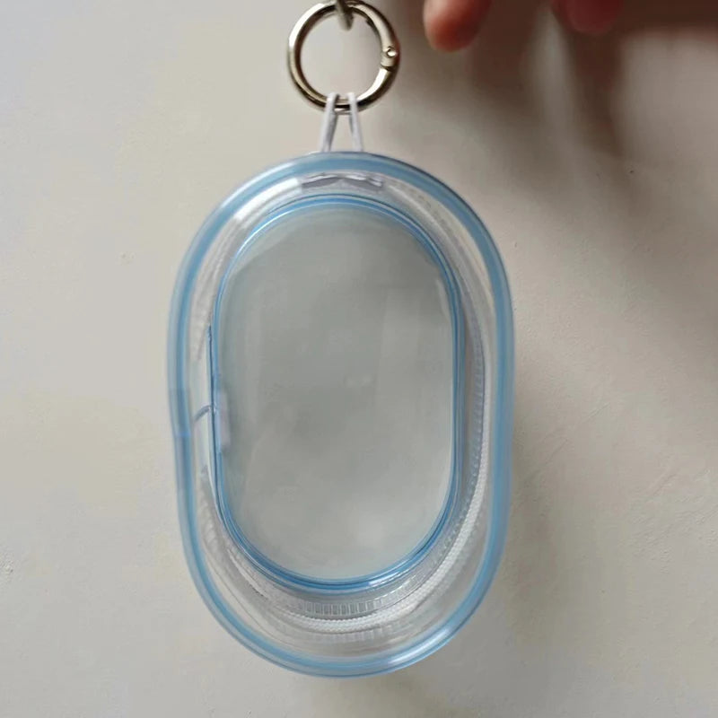 1PCS Transparent Jewelry Organizer Box – Dustproof Pouch with Keychain & Cute Doll Bag