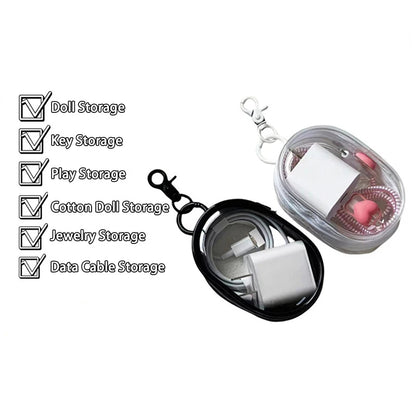 1PCS Transparent Jewelry Organizer Box – Dustproof Pouch with Keychain & Cute Doll Bag