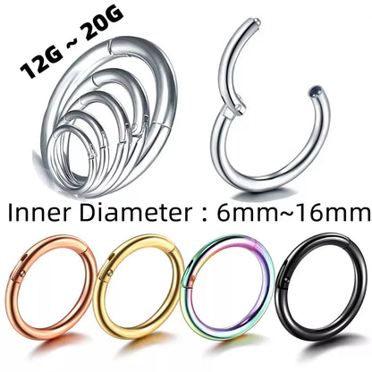 1PC Hinged Segment Nose Hoop – Surgical Steel Septum Clicker, Daith Earring, Piercing Jewelry