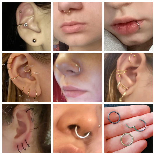 1PC Hinged Segment Nose Hoop – Surgical Steel Septum Clicker, Daith Earring, Piercing Jewelry