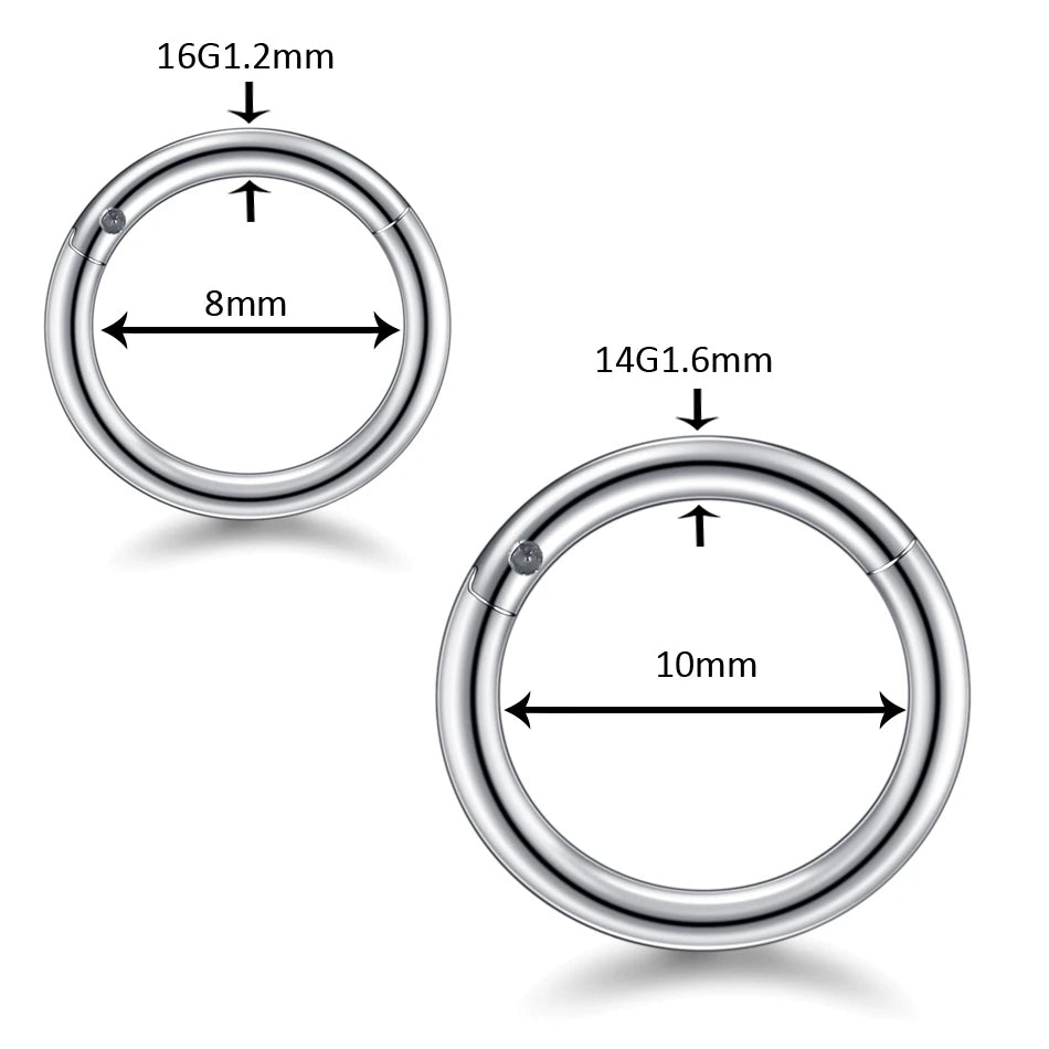 1PC Hinged Segment Nose Hoop – Surgical Steel Septum Clicker, Daith Earring, Piercing Jewelry