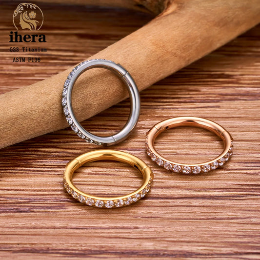 1/10PCS G23 Titanium Nose Rings – Septum Clicker, Cartilage, Tragus, Helix Earrings, 16G 18G CZ