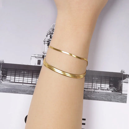 2-5MM Stainless Steel Snake Chain Bracelet - Gold Color Waterproof Bangle