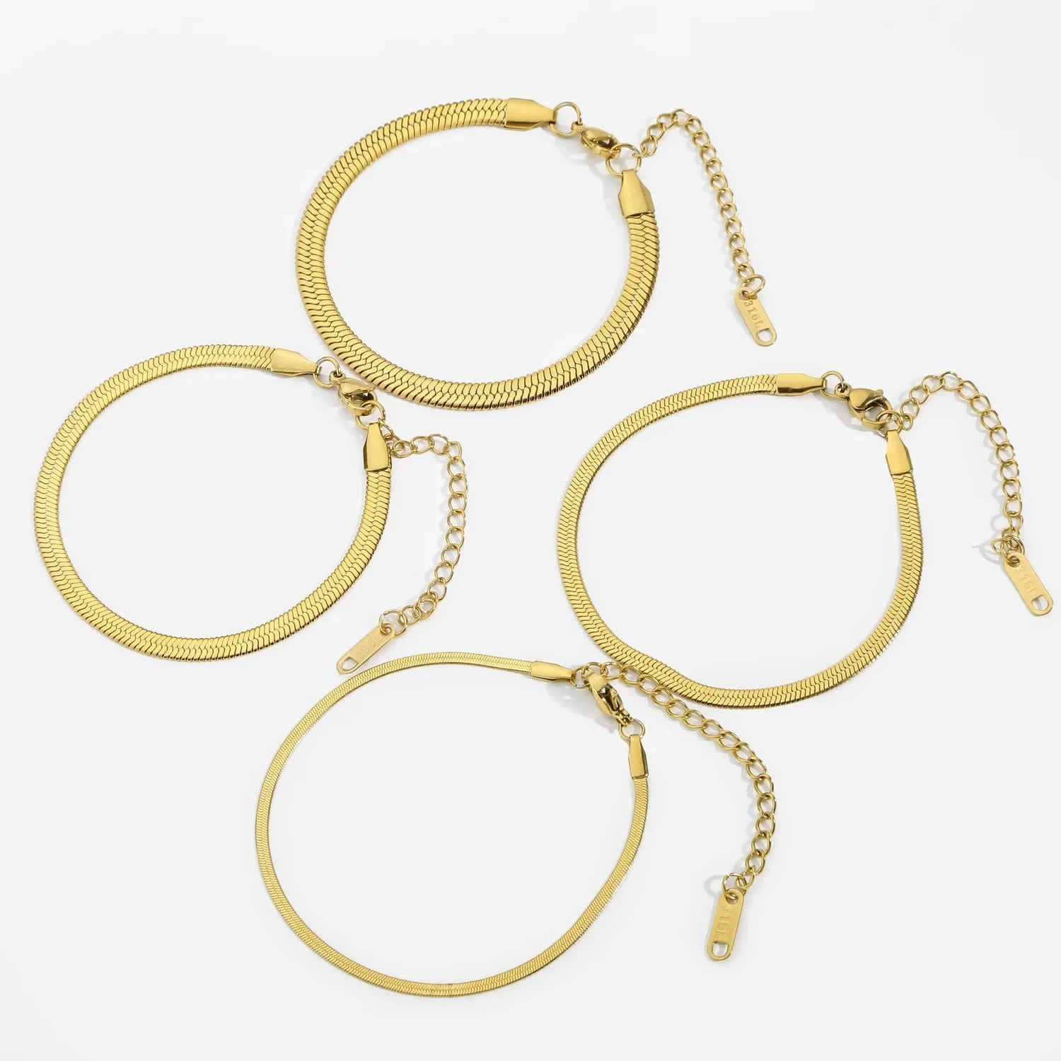 2-5MM Stainless Steel Snake Chain Bracelet - Gold Color Waterproof Bangle