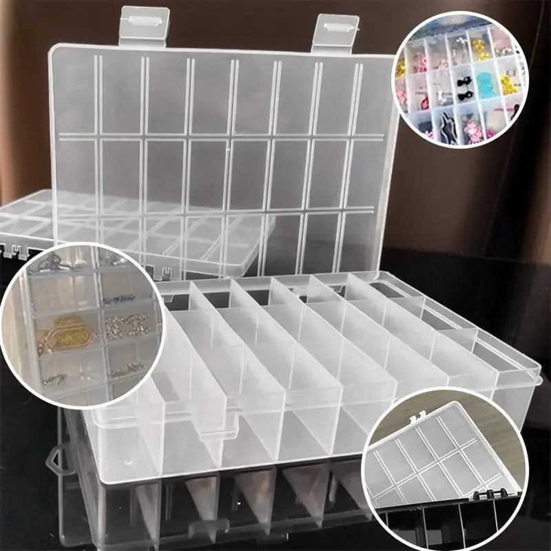 24 Grids Plastic Storage Box – Jewelry, Beads, Screws & Small Items Organizer