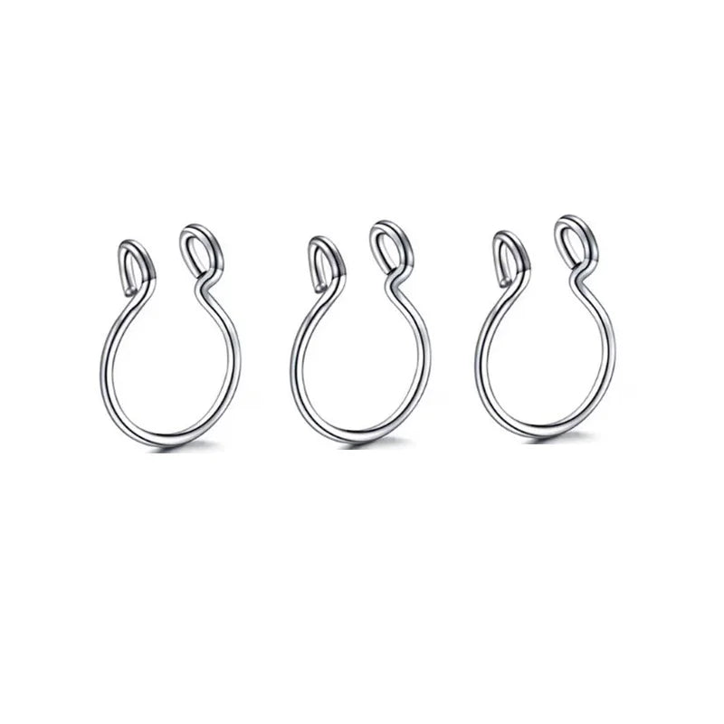 2/3/5Pcs Fake Nose Rings – 316L Stainless Steel U-Shape Septum Ring, Clip-On Nose Hoop, Adjust Nose Piercing Jewelry
