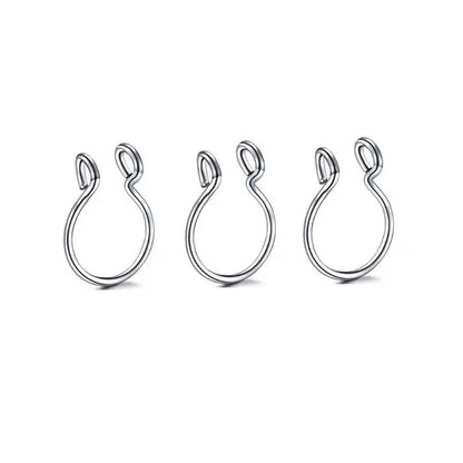 2/3/5Pcs Fake Nose Rings – 316L Stainless Steel U-Shape Septum Ring, Clip-On Nose Hoop, Adjust Nose Piercing Jewelry