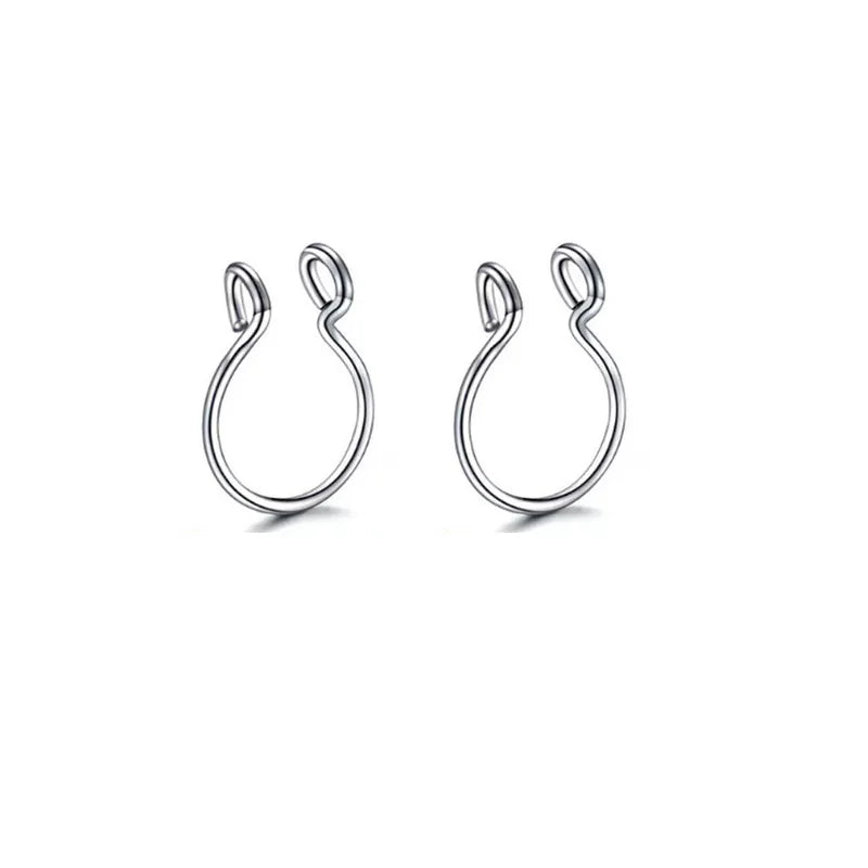 2/3/5Pcs Fake Nose Rings – 316L Stainless Steel U-Shape Septum Ring, Clip-On Nose Hoop, Adjust Nose Piercing Jewelry