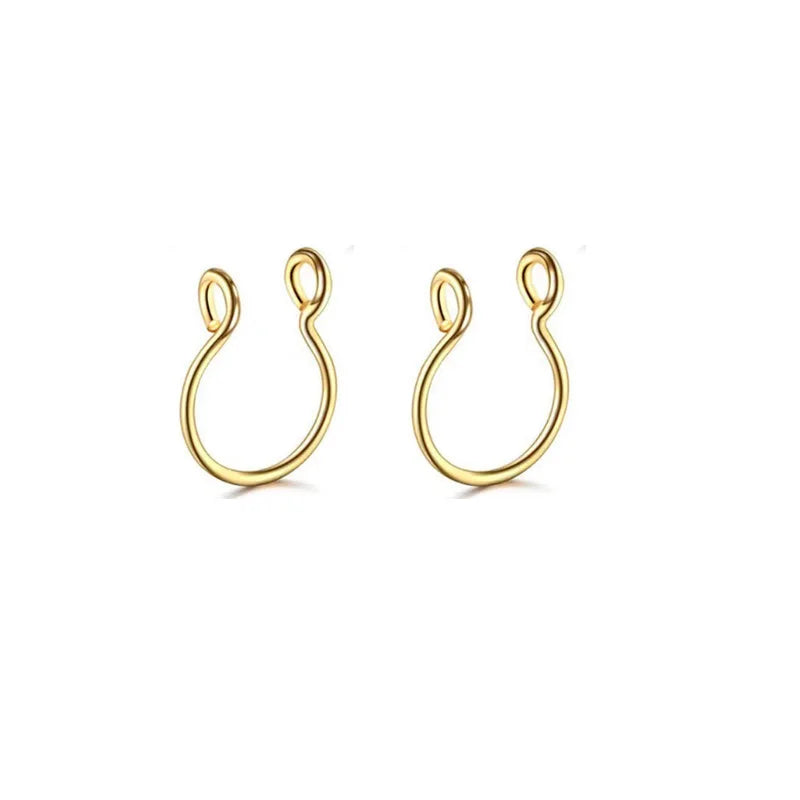 2/3/5Pcs Fake Nose Rings – 316L Stainless Steel U-Shape Septum Ring, Clip-On Nose Hoop, Adjust Nose Piercing Jewelry