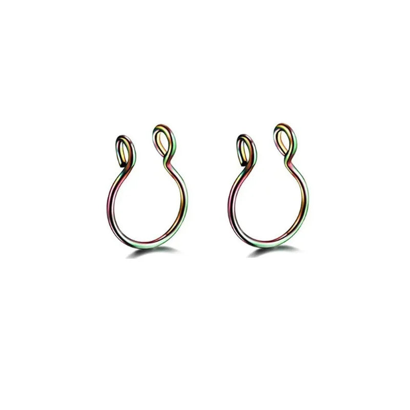 2/3/5Pcs Fake Nose Rings – 316L Stainless Steel U-Shape Septum Ring, Clip-On Nose Hoop, Adjust Nose Piercing Jewelry