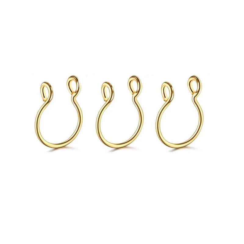 2/3/5Pcs Fake Nose Rings – 316L Stainless Steel U-Shape Septum Ring, Clip-On Nose Hoop, Adjust Nose Piercing Jewelry