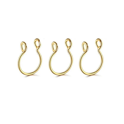 2/3/5Pcs Fake Nose Rings – 316L Stainless Steel U-Shape Septum Ring, Clip-On Nose Hoop, Adjust Nose Piercing Jewelry