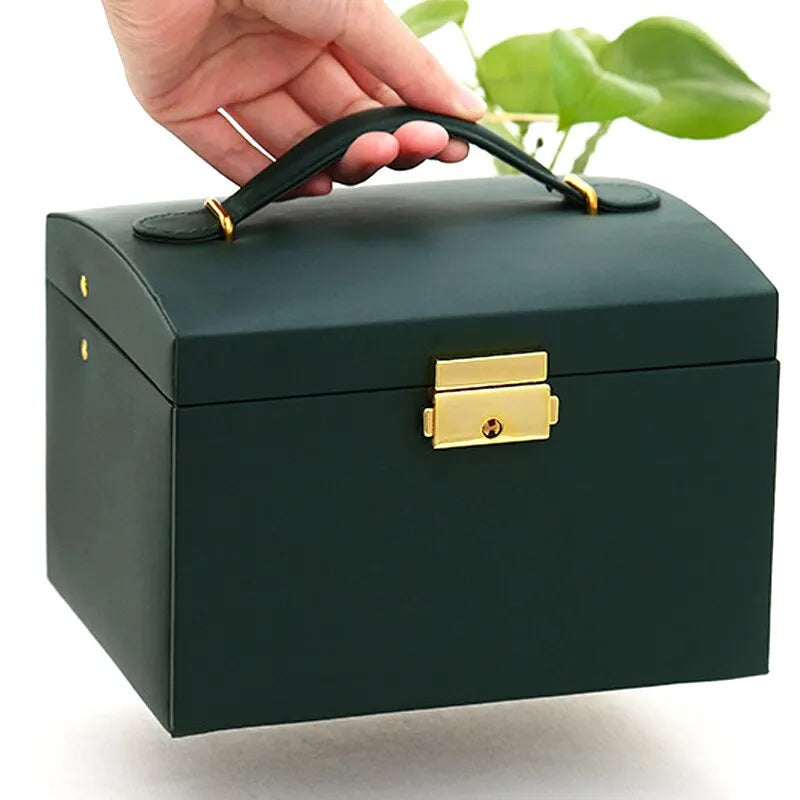 3-Layer Leather Jewelry Box – Drawer Style Organizer with Lock