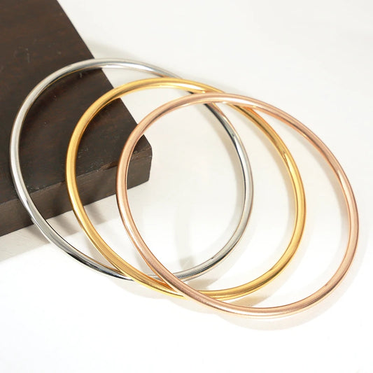 3Pcs Stainless Steel Gold Bangles – Waterproof Women’s Bracelets