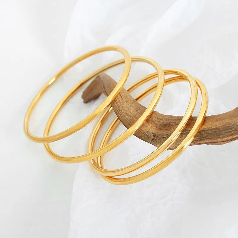 3Pcs Stainless Steel Gold Bangles – Waterproof Women’s Bracelets