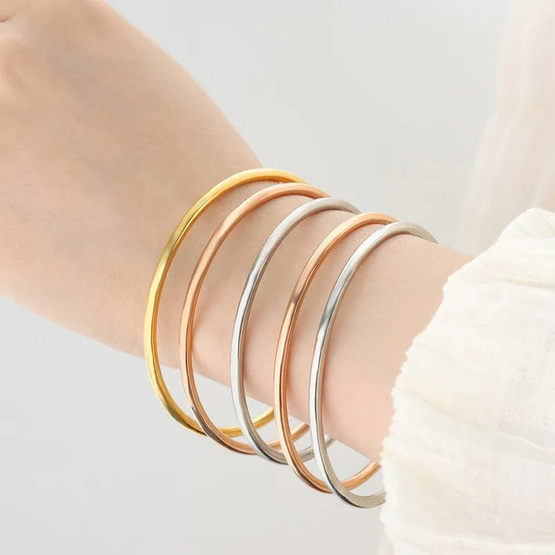 3Pcs Stainless Steel Gold Bangles – Waterproof Women’s Bracelets