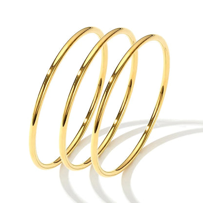 3Pcs Stainless Steel Gold Bangles – Waterproof Women’s Bracelets