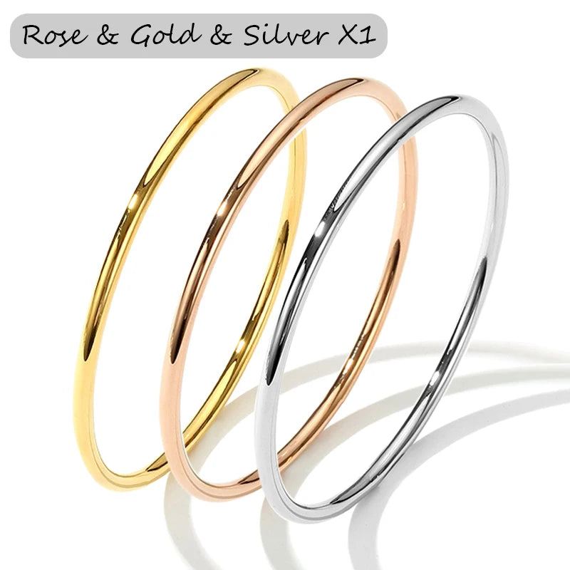 3Pcs Stainless Steel Gold Bangles – Waterproof Women’s Bracelets