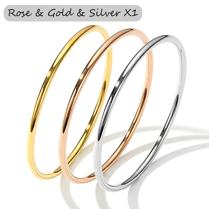 3Pcs Stainless Steel Gold Bangles – Waterproof Women’s Bracelets
