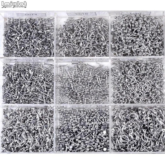 45/90Pcs Mixed Styles Stainless Steel Piercing Jewelry – Eyebrow, Navel, Lip, Tongue, Nose, Labret Bars
