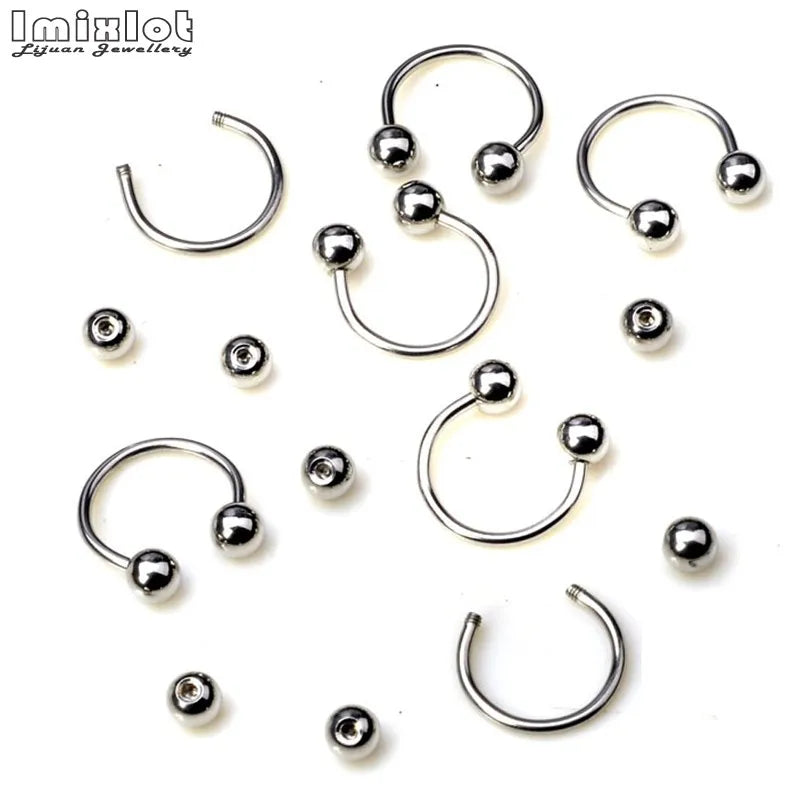 45/90Pcs Mixed Styles Stainless Steel Piercing Jewelry – Eyebrow, Navel, Lip, Tongue, Nose, Labret Bars