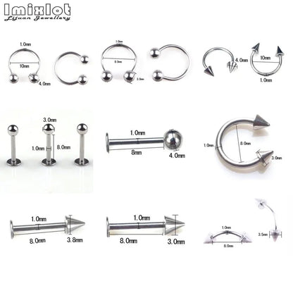45/90Pcs Mixed Styles Stainless Steel Piercing Jewelry – Eyebrow, Navel, Lip, Tongue, Nose, Labret Bars