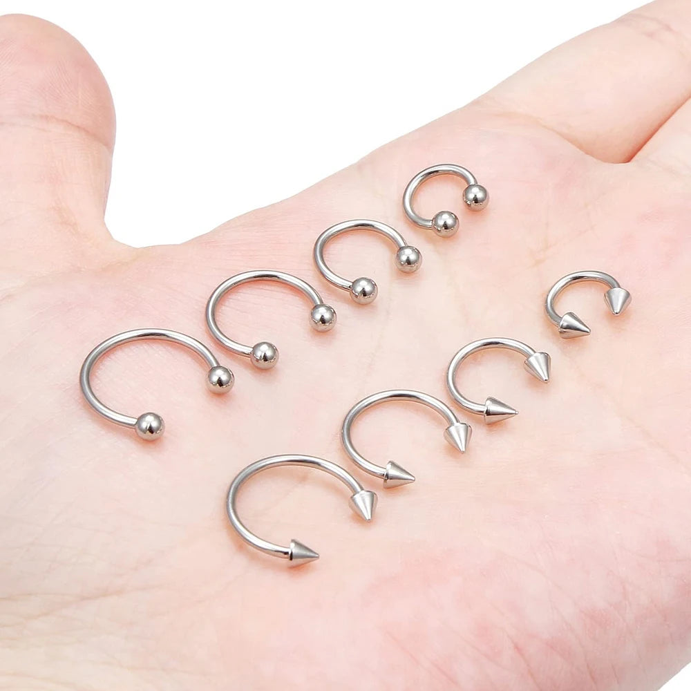 4Pcs/32Pcs 16G Septum Nose Rings – Stainless Steel Hoop Horseshoe Piercing Jewelry, Tragus Cartilage Earrings (6-12mm)