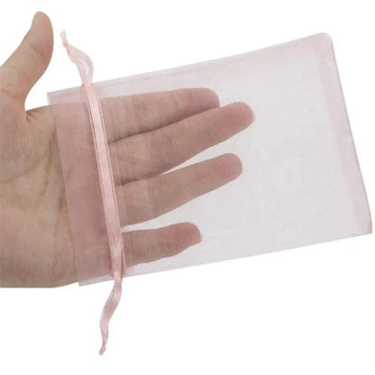 50pcs Pink Organza Drawstring Jewelry Bags – Small Pouches for Earrings, Gifts & Wedding Favors