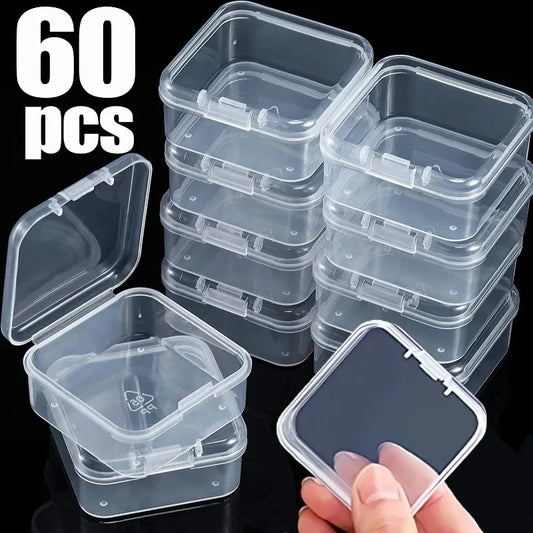 60/6PCS Mini Transparent Plastic Storage Box – Earrings & Jewelry Organizer