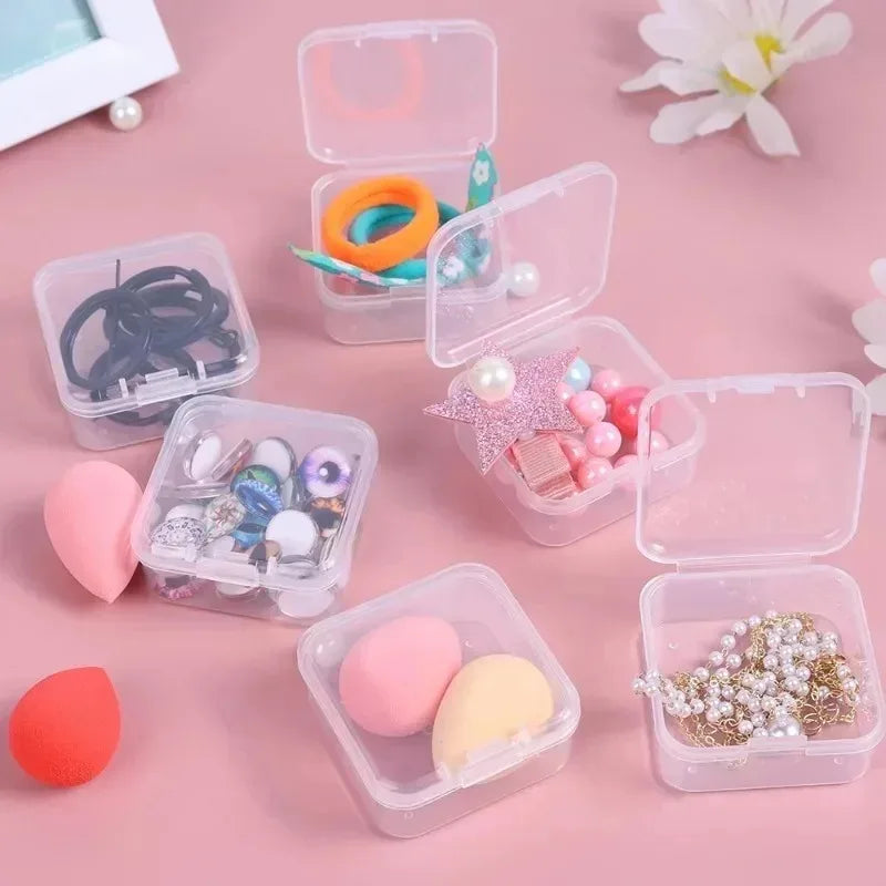 60/6PCS Mini Transparent Plastic Storage Box – Earrings & Jewelry Organizer