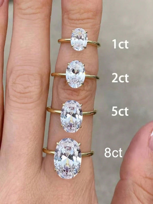 925 Sterling Silver Zircon Oval Stone Ring – Women’s Engagement & Wedding Jewelry