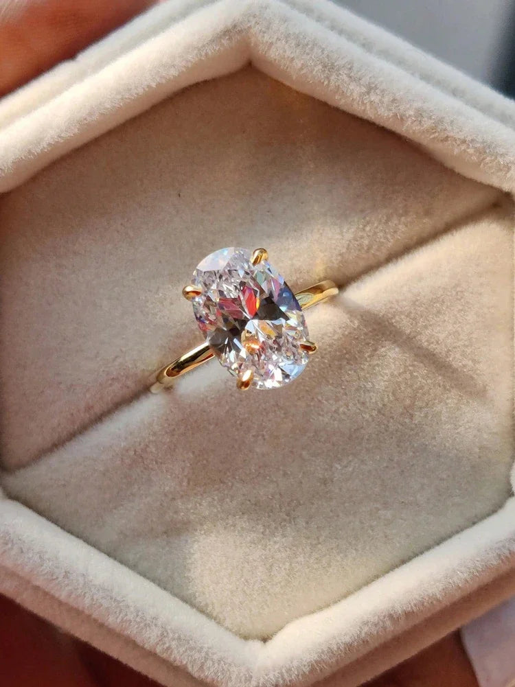 925 Sterling Silver Zircon Oval Stone Ring – Women’s Engagement & Wedding Jewelry