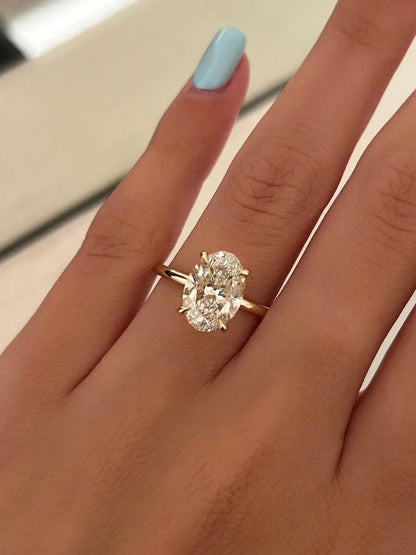 925 Sterling Silver Zircon Oval Stone Ring – Women’s Engagement & Wedding Jewelry