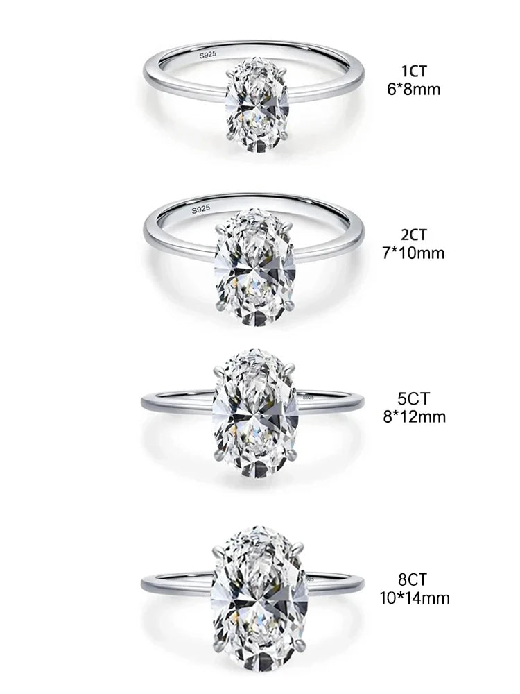 925 Sterling Silver Zircon Oval Stone Ring – Women’s Engagement & Wedding Jewelry