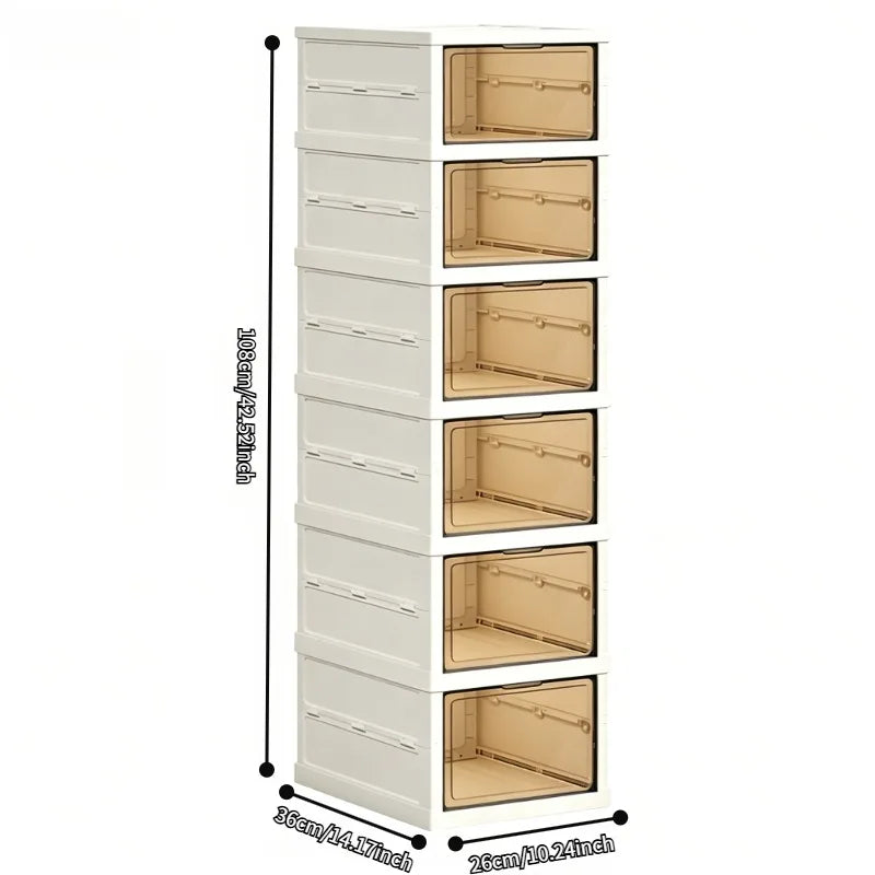 3/6 tier stackable shoe boxes with transparent doors, foldable shoe storage cabinet, slim shoe rack suitable for closet, hallway, or bedroom, white