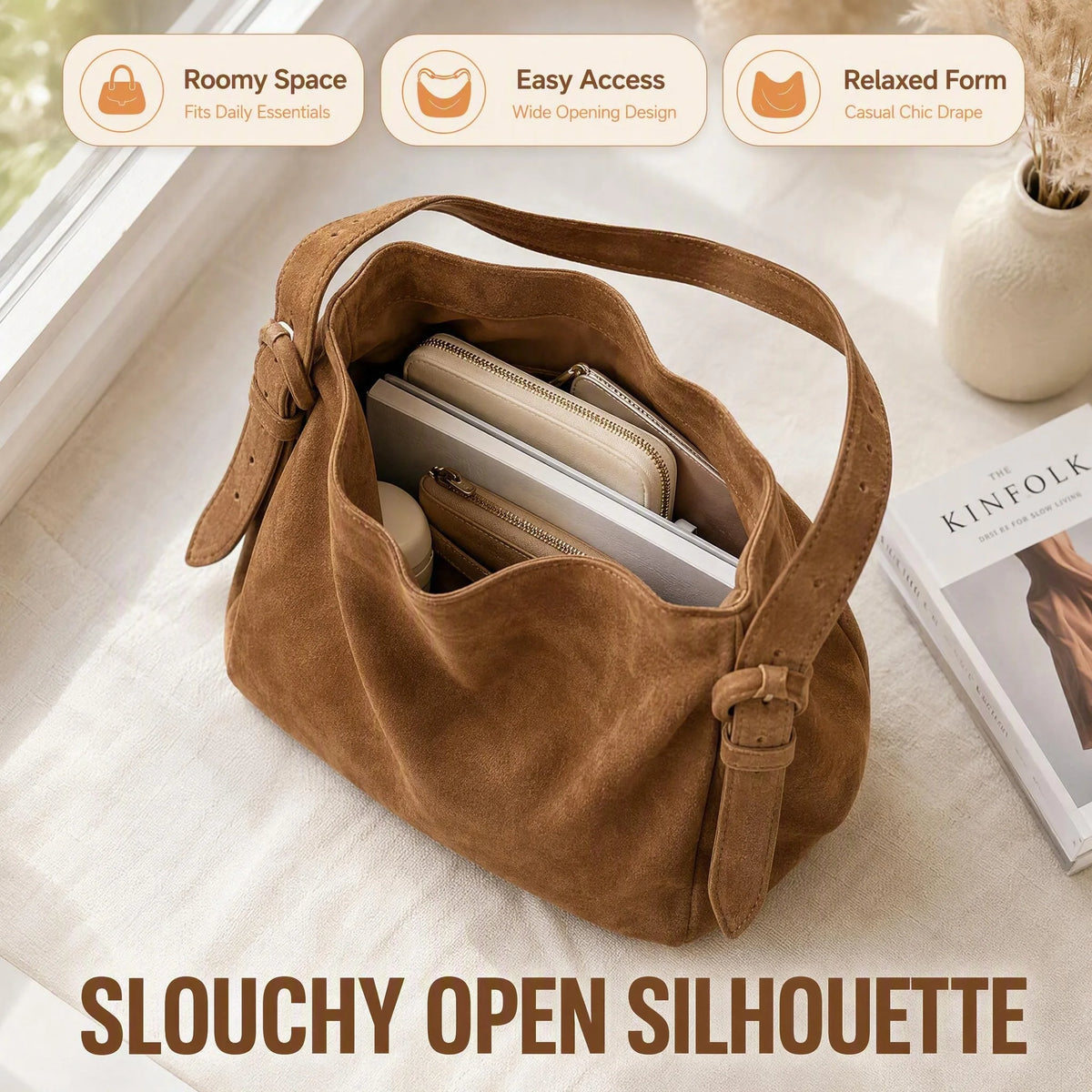 2026 New Vintage Brown Large Capacity Bucket Bag, Can Be Used As Shoulder Bag, Underarm Bag, Crossbody Bag