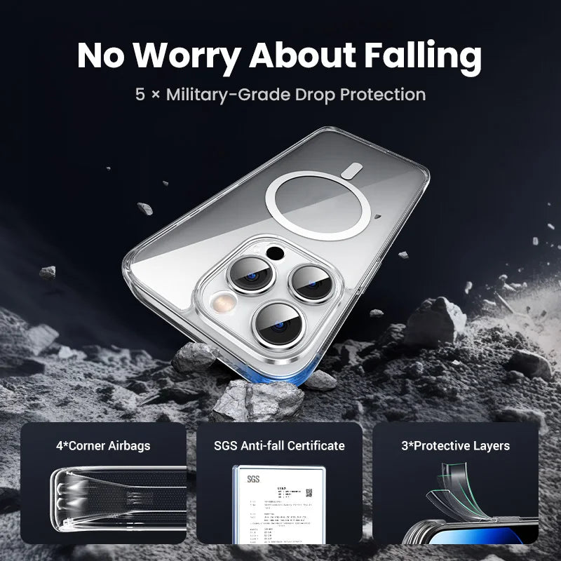 UGREEN Magnetic MagSafe iPhone Case – Shockproof TPU Cover for iPhone 13–17 Series
