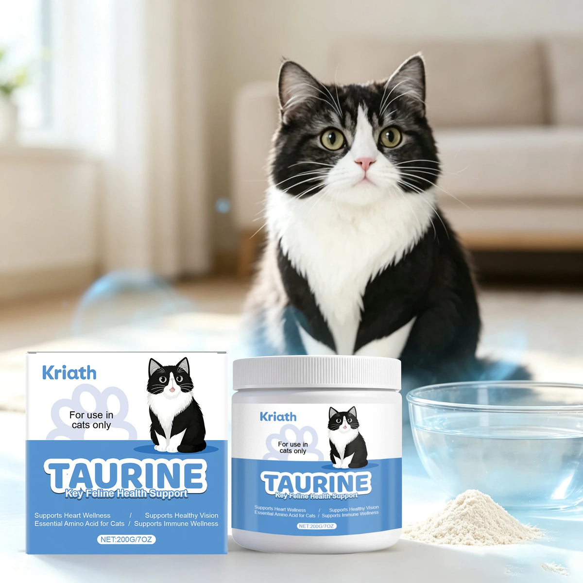 200g Cat Taurine Powder Natural Formula Rich Nutrients Relief Discomfort Promote Pet Health Maintain Pet Oral Mild Pet Taurine Powder for Dogs & Cats