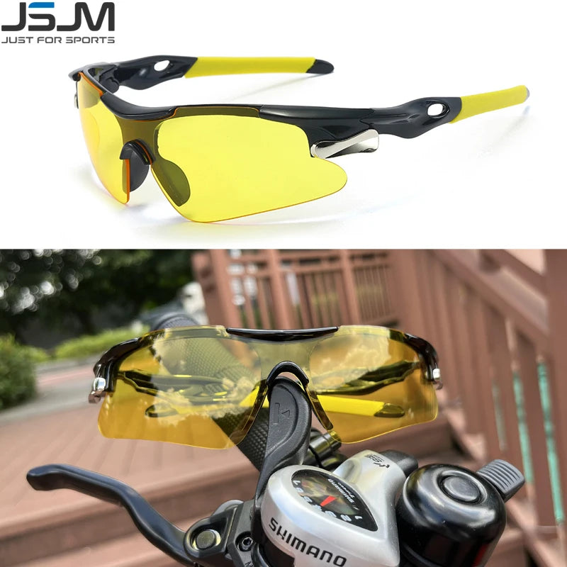 JSJM Outdoor Men Cycling Sunglasses Road Bicycle Mountain Riding Protection Sports Glasses Goggles Eyewear MTB Bike Sun Glasses