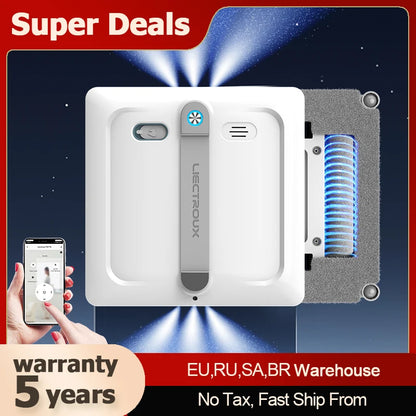 2026 Window Cleaning Robot Liectroux S9, 2 Roller Brushes,6-Way Water Pump Spray,10000Pa Suction,4 Corner Brushes,App Control
