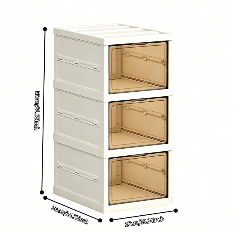 3/6 tier stackable shoe boxes with transparent doors, foldable shoe storage cabinet, slim shoe rack suitable for closet, hallway, or bedroom, white