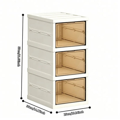 3/6 tier stackable shoe boxes with transparent doors, foldable shoe storage cabinet, slim shoe rack suitable for closet, hallway, or bedroom, white
